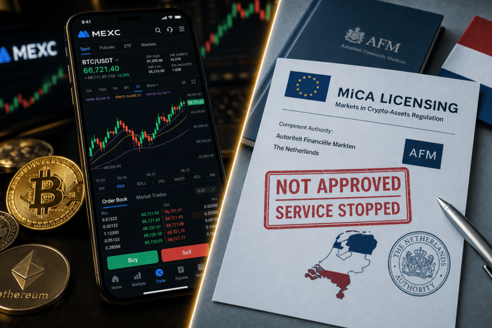 MEXC stopt per 23 oktober met diensten in Nederland door ontbrekende MiCA-vergunning