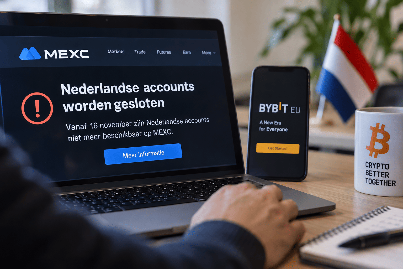 MEXC sluit Nederlandse accounts op 16 november en wijst zelf naar Bybit EU