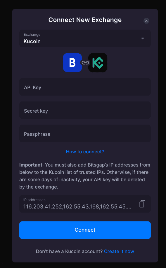kucoin connect api