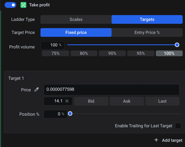 altrady take profit