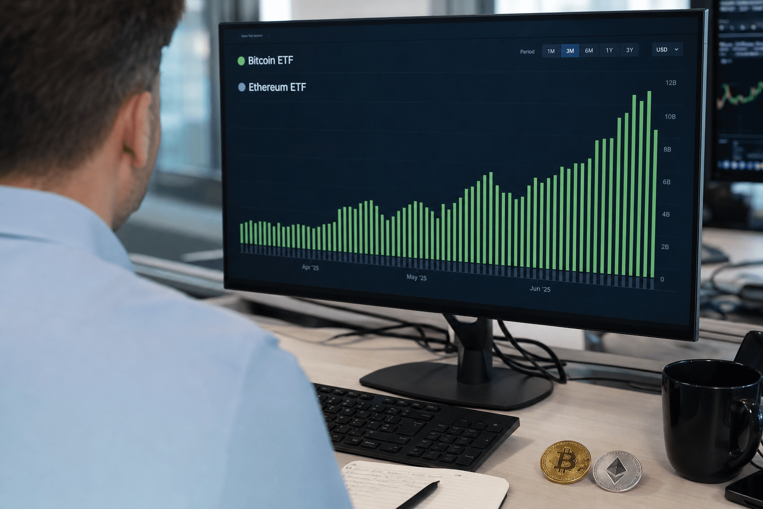 Bitcoin- en Ethereum-ETF's halen 239 miljoen dollar op en breken uitstroom van acht weken