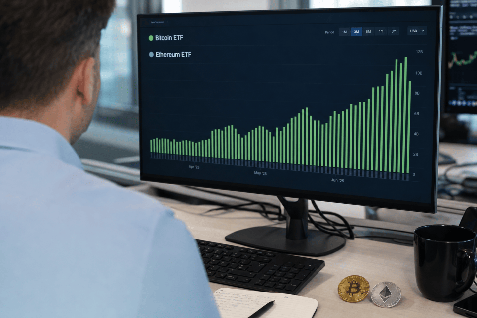 Bitcoin- en Ethereum-ETF's halen 239 miljoen dollar op en breken uitstroom van acht weken