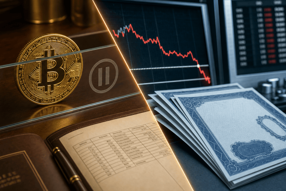 Strategy's STRC zakt onder pari, bitcoinaankopen via aandelenuitgifte stilgelegd