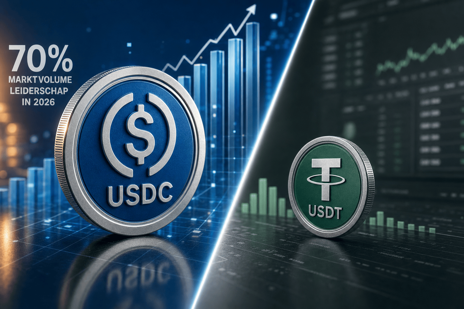 USDC vergroot voorsprong op USDT: 70 procent van stablecoinvolume in 2026